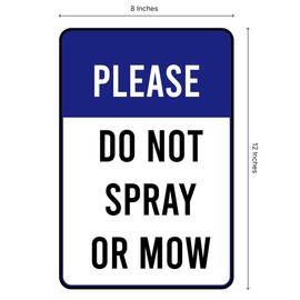 Set of 3 Double Sided Please Do Not Spray or Mow Sign with Metal Stakes - 12x8 Inches Plastics Garden Mow Signs for Outdoor and Indoor - Do Not Spray or Mow Neighborhood Street Caution Yard Signs