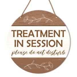 Treatment in Session Door Sign, in Session Door Hanging Sign for Therapists Counselor Therapy Office Spa Room Reiki Studio Decor Do Not Disturb Door Sign Rustic Wall Decorations Massage in Session