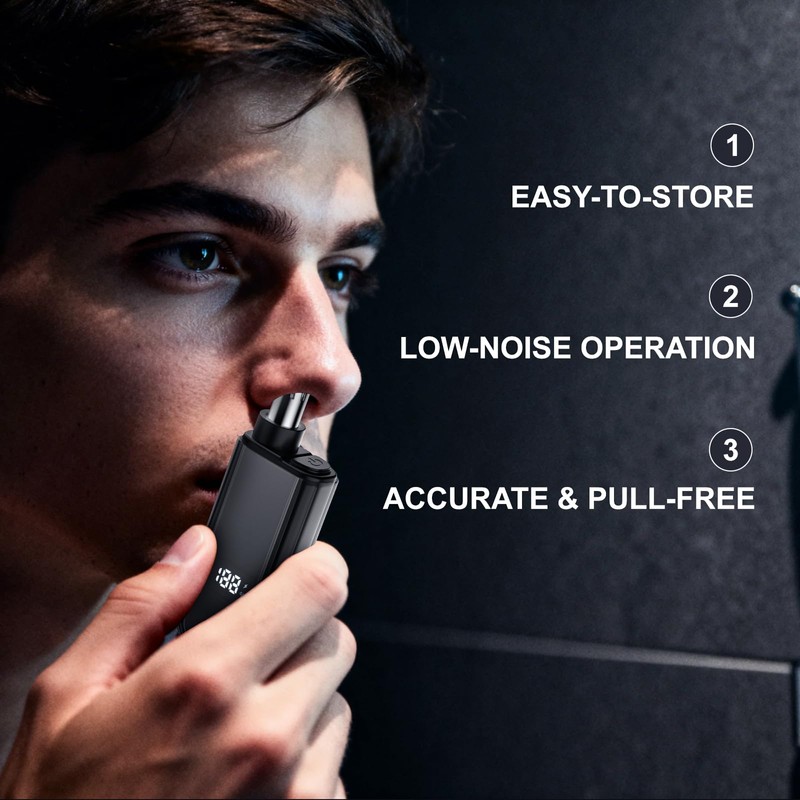 Waterproof Rechargeable Ear and Nose Hair Trimmer for Men, Painless