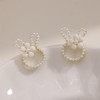 Easter Bunny Earrings for Women,Cute Pearl Rabbit Stud Hypoallergenic Spring