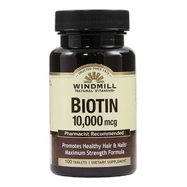 Biotina Windmill 10,000 mcg para Cabello y Piel en 100 Tabletas