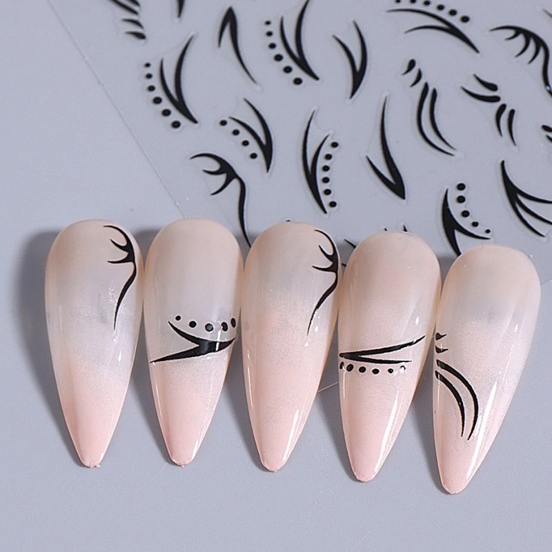 Unbranded 4Pcs Set Nail Stickers Abstract Line Self-Adhesive Slider Peel