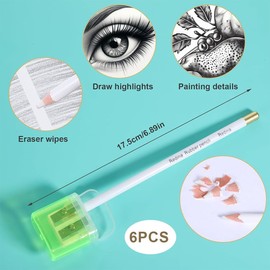 COYUN Pack of 6 Eraser Pen, Eraser in Pen Shape, Eraser, Drawing Pen, Eraser for Drawing, Eraser for Artists, Sketching, Painting, Accessories, Eraser Pen for Sketching