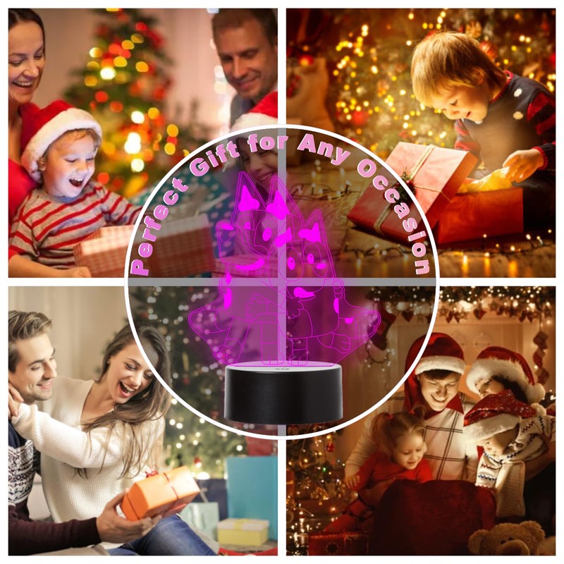 LED Bluey Color Changing USB Night Light for Kids Sleep