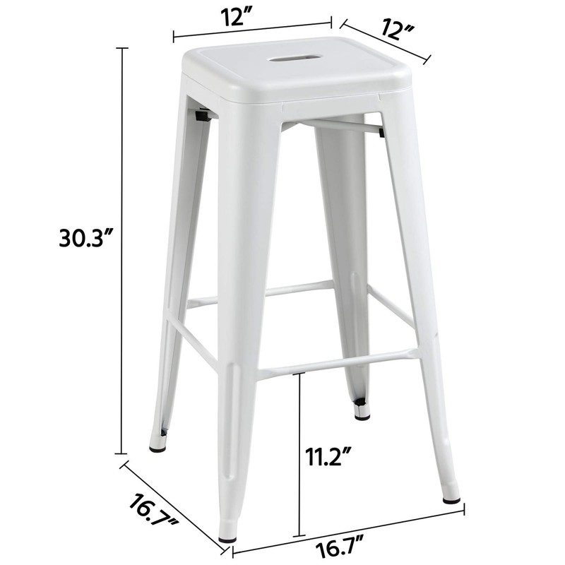 Topeakmart 30 inches Metal Bar Stools High Backless Barstool Stackable