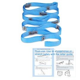 LXLOVESM Stretching Strap Yoga Strap with 10 Loops, Non-Elastic Stretch Band for Physical Therapy, Flexibility, Exercise, Pilates, Dance & Gymnastics Workout (Blue)