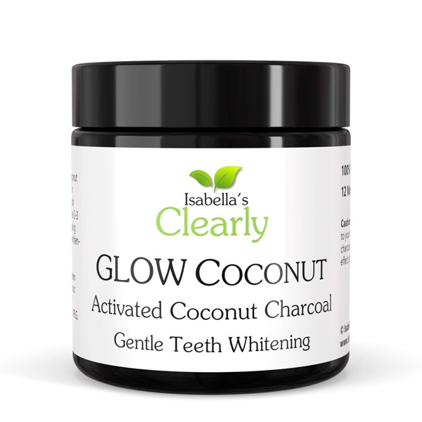 Clearly Glow, Teeth Whitening Activated Coconut Charcoal Powder | Pure, Natural, Food Grade, Non GMO | Whiten Teeth Naturally (12 Months Supply (100g))