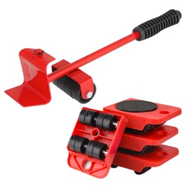Huakaile Heavy Duty Furniture Lift Mover Tool Set, 1322 Lbs Load Capacity Furniture Lifter with Wheels Pallet, Adjustable Appliance Rollers Dolly for Table Refrigerator Floors Cabinet (Red)