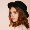 Wide Brim Wool Felt Flat Top Fedora Hat for Women