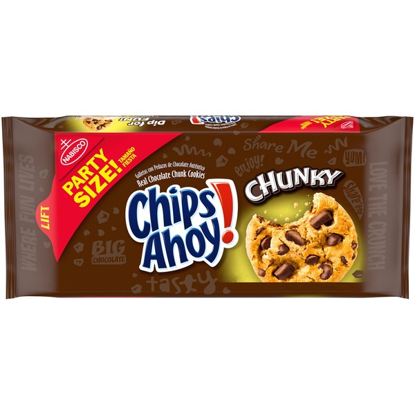 Chips Ahoy! Chunky Chunk Cookies Party Size 24.75 oz Pack, Chocolate Chip, 1 Count