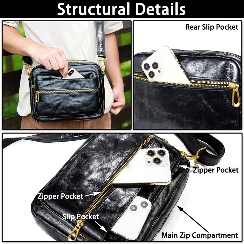 Genuine Leather Messenger Bag for Men Real Leather Shoulder Bags