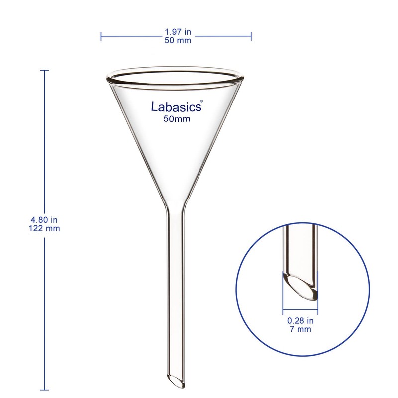 Labasics 2-Pack Glass Heavy Wall Funnel Borosilicate Glass Funnel, Short