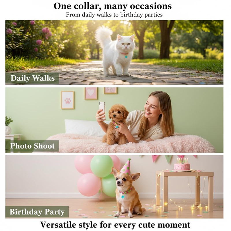Soft Elastic Cat Collar Cute Breakaway Kitten Collar with Love