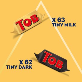 Tiny Toblerone Chocolate Gift Bag Variety Pack (Milk Chocolate and Dark Chocolate Bars), 125 Pieces