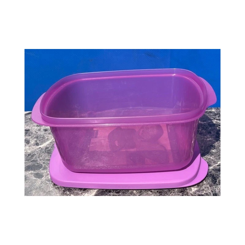 Tupperware Crystalwave Container 7cup / 1.7L Rectangular MicroFlash Mulberry New