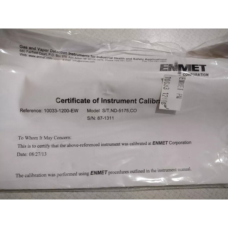 Enmet NEW ENMET CORP ND-5175 CO gas carbon monoxide detect.