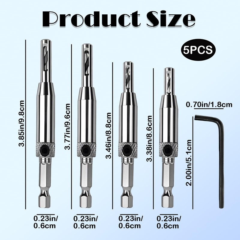ZSRVAJ 4 Pcs Self Centering Drill Bit, Hinge Hardware Pilot