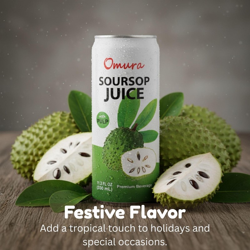 Omura Soursop Juice Drink with Pulp 11.3 Fl Oz (12-Pack)