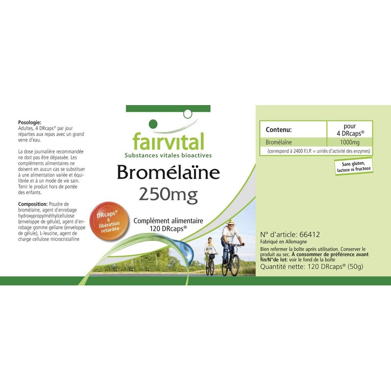 Fairvital | Bromelain Kapseln 250mg - HOCHDOSIERT - 1000mg pro