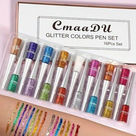 16 Color Glitter Eyeliner Set Cosmetic Multicolor Full Color Long Lasting Glossy Eyeshadow Waterproof Highlight Liquid Stage Party Makeup Tools