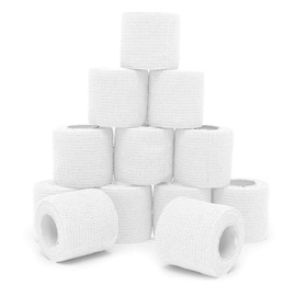 12 Rollos De Vendaje Autoadhesivo, Cinta Deportiva Elástica, 5cm X 4,5m, Adecuado Para Estiramientos Deportivos, Ejercicios, Muñecas Y Tobillos (Blanc