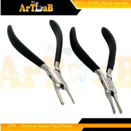 Nose Pad Applicator Pliers No. 22 + No. 22N - Black Grip Handle - for Applying Nose Pads on Eyeglasses - German Stainless Steel Optical Tool