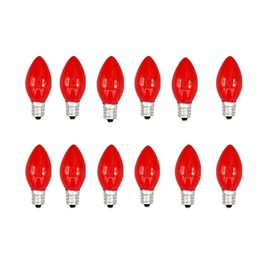 Trisonic 24pk Red Light Bulbs C7 Base Night Light String Light Replacement Bulbs 4w