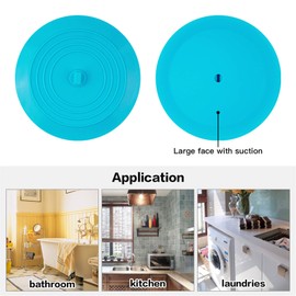tifanso 2 Pack 6” Bathtub Tub Drain Cover Stopper, Large Silicone Suction Bathroom Drain Plug Hair Stopper, Bathroom Accessories for Kitchen and Laundry (White/Aqua)