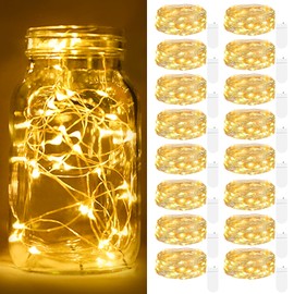 [ 16 Pack ] Fairy Lights Battery Operated String Lights 7 FT/20 LED Mini Twinkle Battery Lights Small Fairy Lights for Mason Jars DIY Wedding Party Christmas Bedroom Decor, Warm White