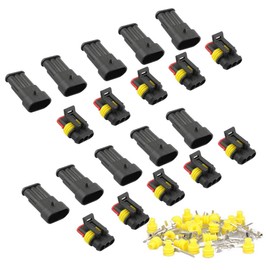RUNCCI-YUN 10 Kit 3 Pin Waterproof Electrical Connector Plug Socket Kit, Car Wire Connector, Waterproof, Dustproof, Insulated and Sealed, 1.5mm Series Terminal Connector