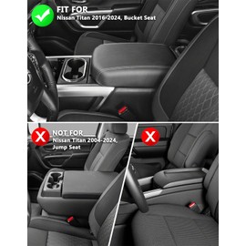 KBH Center Console Armrest Cover for Nissan Titan 2016-2024, Vinyl Leather Car Middle Console Lid Protector Arm Rest Cushion, Anti-Scratch, Black (ONLY for Bucket Seat Console)