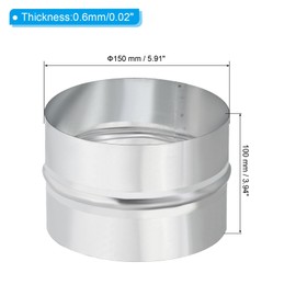 PATIKIL 6" Duct Connector, 2 Pcs Galvanized Steel Duct Coupling Vent Coupler Dryer Pipe Coupling Hose Extension Connector for HVAC Exhaust Fan Vent Systems, 4" Long