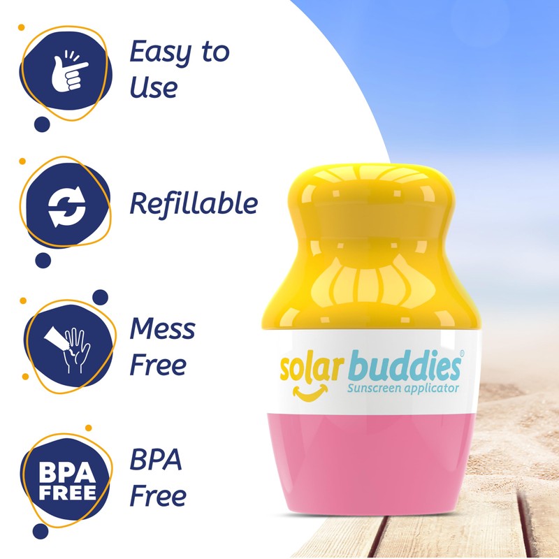 Solar Buddies Sunscreen Applicator - Single Pink - Refillable Roll