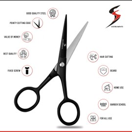 SS INSTRUMENTX Beard and Moustache Scissors Professional Beard Scissors for Ear and Nose Hair, Stainless Steel Hair Trimming Scissor for Eyebrows, Eyelashes and Ear Hair
