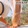 ZOERAY 2 x Anklets for Women Gold Silver 925 Waterproof