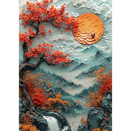 Auremi Tree Diamond Art Painting Kits for Adults, 5D Diamond Painting Kits for Adults Beginners DIY Full Drill Landscape Diamond Dots Crystal Craft Kits for Home Wall Decor Gifts 11.8x15.7 inch