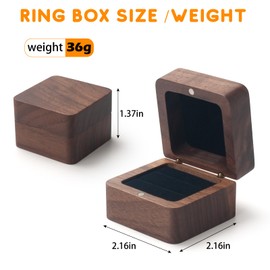 MAZYPO Wooden Wedding Ring Box for 2 Solid Wood Flip Jewelry Storage Vintage Engagement Proposal Ring Bearer Small Travel Rustic Ring Box