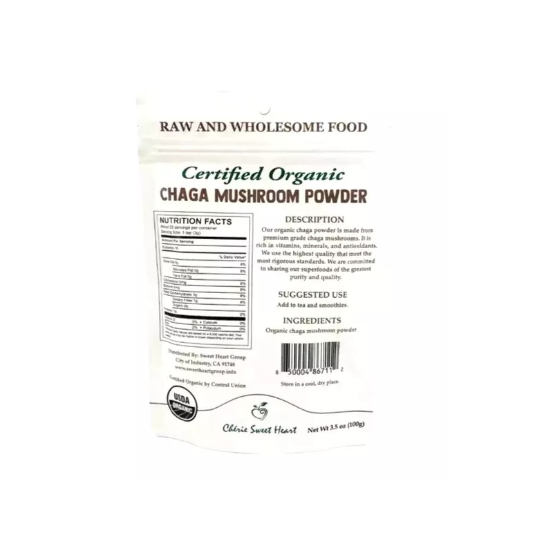 Cherie Sweet Heart Certified Organic Chaga Mushroom Powder Tea Supplement