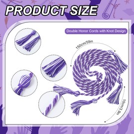 Hahafelt Double Honor Cords Graduation, 2025 Cord Graduation Tassels Decoration for Student Master Doctoral Bachelor Gown Accessories(Purple White)