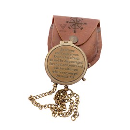 VETERIS Be Strong & Courageous Brass Compass | Engraved Religious Joshua 1:9 Quote Birthday Gift, Baptism Confirmation Gifts idea for Boy Girl Men Women (Be Strong & Courageous)