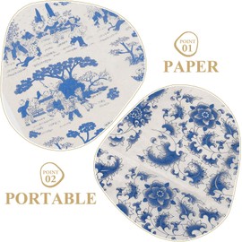 iplusmile 4hojas Papel Transfer para Cerámica Azul Tradicional Recortable Calcomanías para Arcilla Manualidades Decorativas
