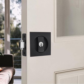 betensh Sliding Door Lock Square Pocket Door Lock with Key Invisible Built-in Door Lock Black 66 mm Handle for Door Lock Door Handle Sets