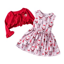 Toddler Baby Girl Christmas Dress and Cardigan Set Toddler Xmas Dress Christmas Outfits Set