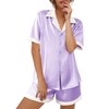 Ekouaer Womens Silk Satin Pajamas Set Button Down Short Sleeve