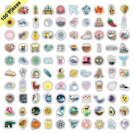 HAKUKU 100 Pegatinas Estéticas, Lindas Pegatinas Impermeables Frescas para Monopatín, Computadora, Cuaderno, Fiesta Navideña（Vida）
