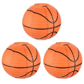 PATIKIL 12inch Paper Lanterns, 3Pcs Basketball Hanging Decorative Lantern Round Ball Design for Party Decorations Birthday Wedding Bridal Showers Decor Supplies, Orange Black