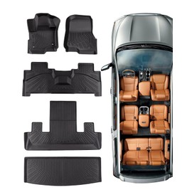 COTAZA 2018-2024 for Ford Expedition Floor Mats & Cargo Liner (No for Max),1st and 2nd 3rd Row Full Set All Weather Car Floor Mats for Expedition Accessories 2018-2024 Rubber (Only for 7-Seats)