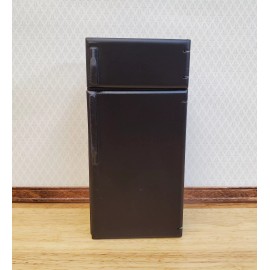 Handley House Dollhouse Fridge Modern Refrigerator Freezer Black 2 Door 1:12 Scale Miniature