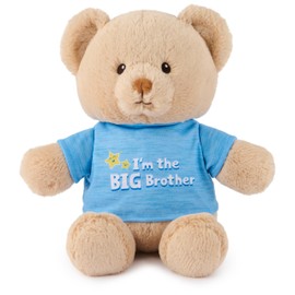 GUND “I'm The Big Brother” Sustainable Message Bear with Blue T-Shirt, Teddy Bear Made from 100% Recycled Materials for Ages 1 and Up, Tan, 12”
