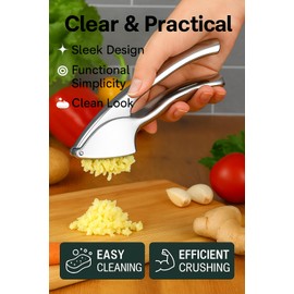 Premium Garlic Press, Heavy Duty Garlic Crusher & Mincer, Super Easy to Use & Clean, No Peel Needed, Crush Garlic & Ginger, Strong & Durable, Kitchen Tool